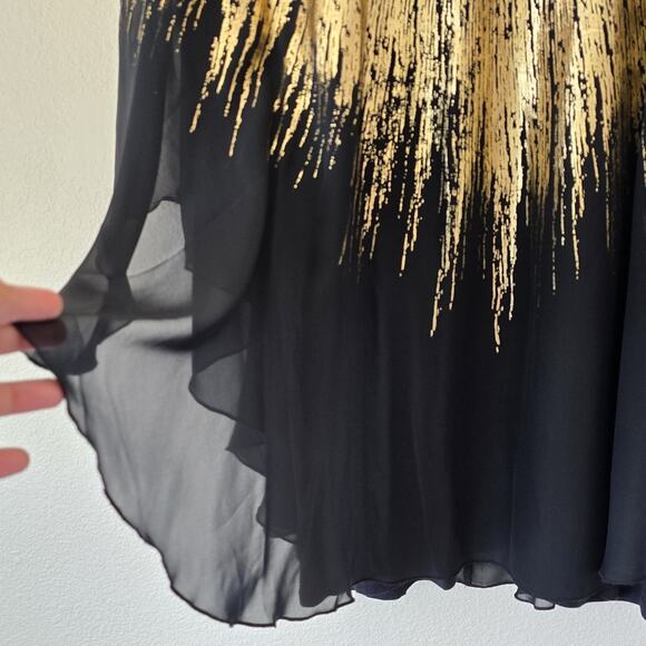 Massey Womens XL Black Gold Sheer Poncho Top Bling Event Formal Black Tie Career - Picture 4 of 8